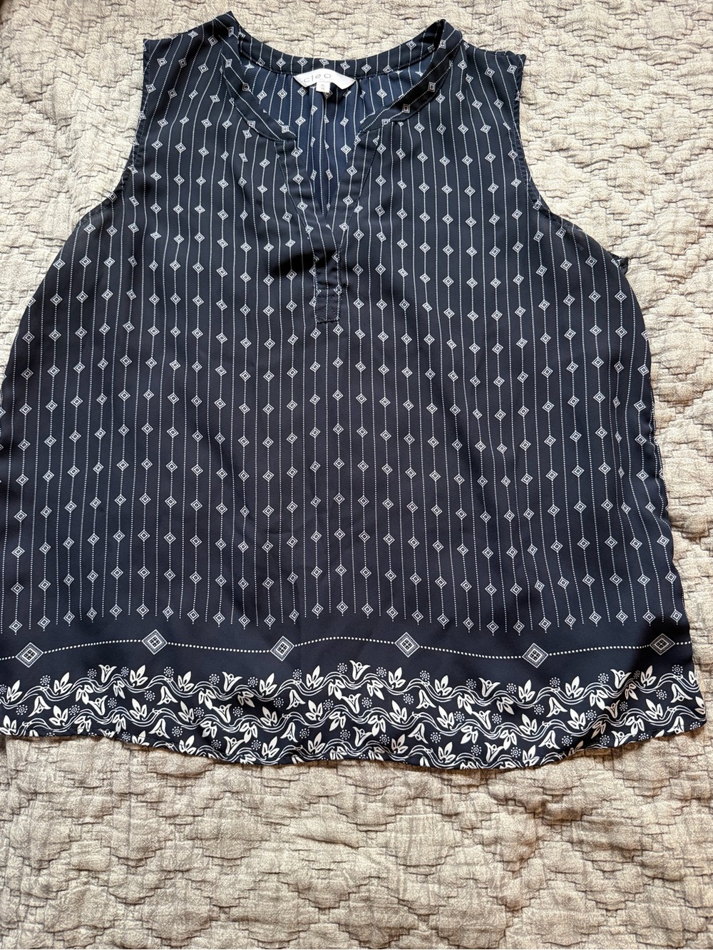 cleo Navy and White Sleeveless Printed Camisole